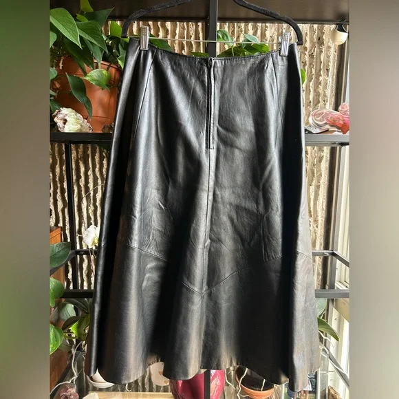 Della Roufogali Vintage black leather skirt Size 12 - Picture 5 of 8
